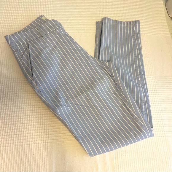 H&M cotton chinos / Regular waist /Long Light blue striped - Picture 1 of 9